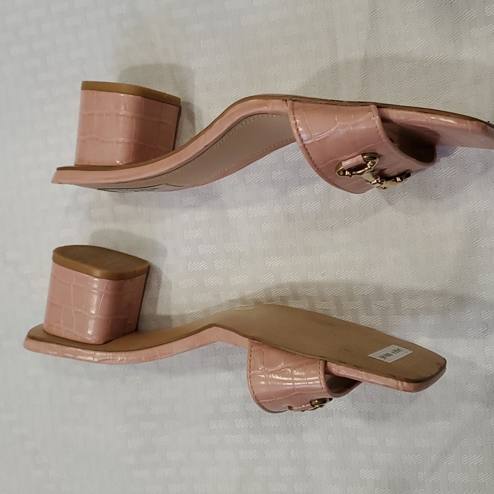 Steven by Steve madden open toe pink  croc embossed leather sandals size 9.5 - Picture 4 of 12